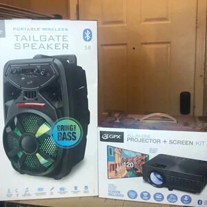 NEW Ilive Portable Bluetooth Speaker, Projector and Screen Kit Bundle